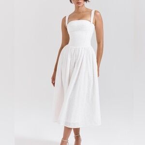 HOUSE OF CB 'Vivien' White Broderie Anglais Midi Sundress